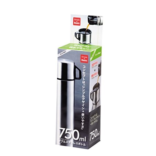 Pearl Metal Style Basic Double Stainless Steel Bottle 750ml H-682