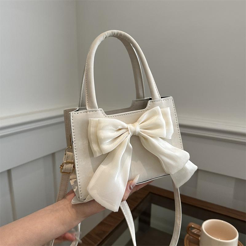 Bow Fashion Korean Version Handbag 2025 Spring and Summer New Versatile Ins Shoulder Messenger Bag Gentle Small Square Bag