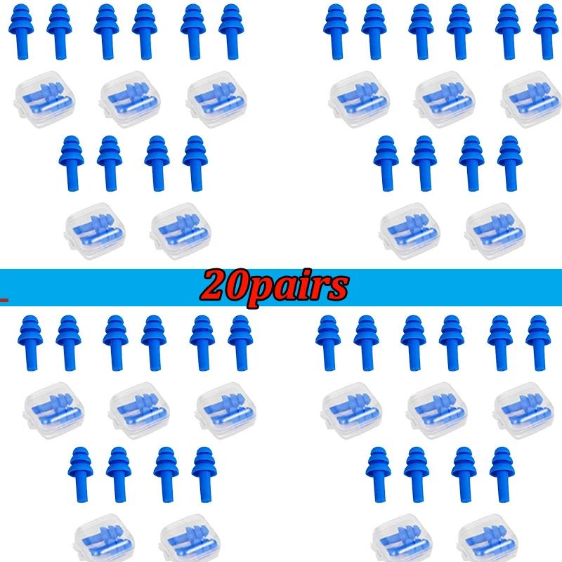 20pairs Soft Silicone Earplugs Waterproof Swimming Ear Plugs Reusable Noise Reduction Sleeping Ear Plugs Hearing Protection