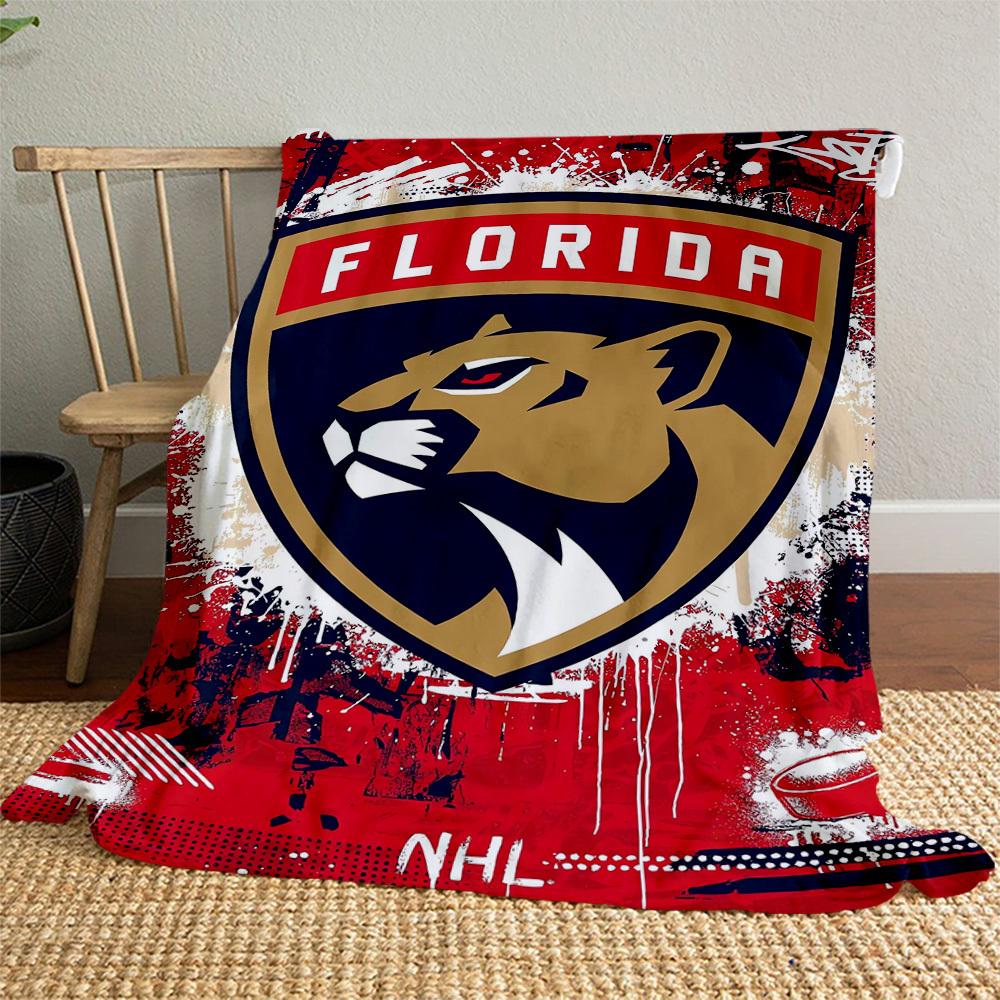 1pc Panthers NHL Theme Design Flannel Blanket - 3D Printed Soft Warm, All-Season Lightweight Throw for Camping Travel Bed-080749