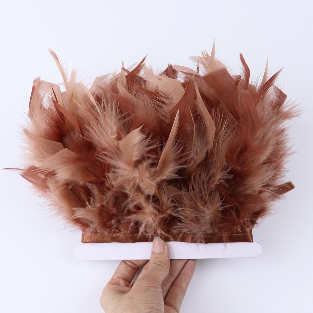 1Meter Mixed Color Turkey Feather Trim Fringe 10-15cm Dyed Feathers Ribbon for Costume Party Dress Decoration Accessory Crafts