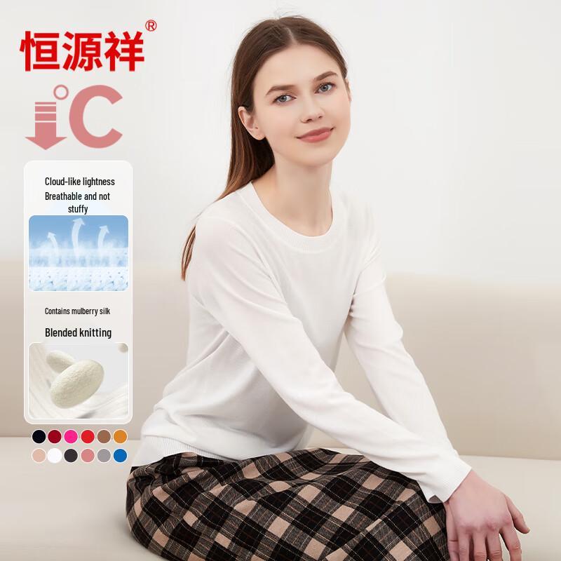 

Hengyuanxiang Women s Mulberry Silk Blend Knit T-Shirt M