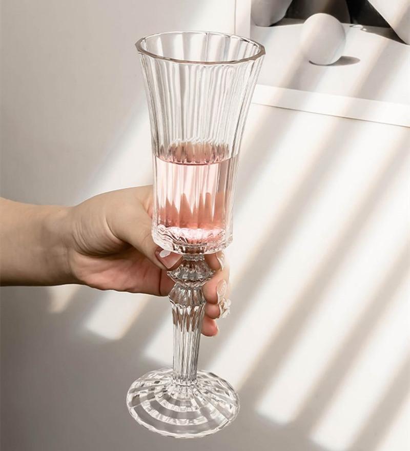 French Retro Striped Champagne Glass Couple Crystal Glass Goblet Cup Wine Whiskey Cocktail Juice Glass Tasting Glasses