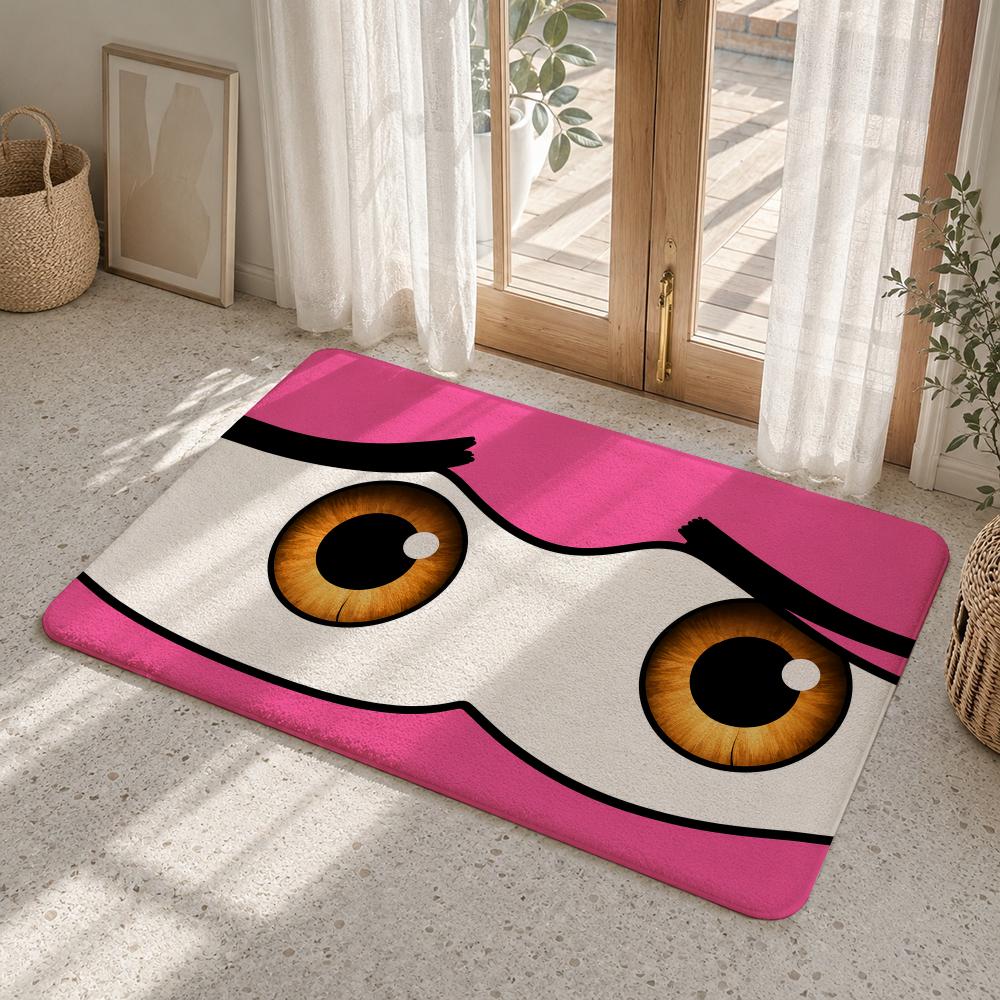 Worried Eyes Floor Mat Flannel Rug Non Slip Absorbent Soft Washable For Entryway Hallway Bathroom Kitchen Decor