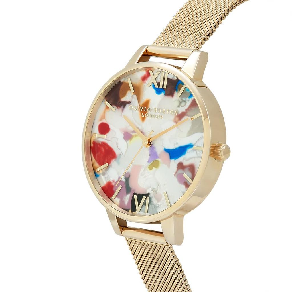 Olivia Burton Pop Art Demi Eco Confetti Dial Orchid Pale Gold Mesh Watch with Strap Set Women's &