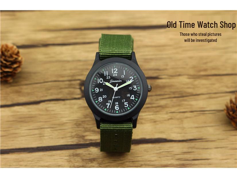 

Korean Children s Waterproof Nylon Military Watch - Luminous Quartz Wristwatch for Kids
