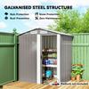 Garden Metal Tool Storage Shed with Sliding Door, Sloped Roof and Foundation Kit, 152 x 132 x 188cm, Grey