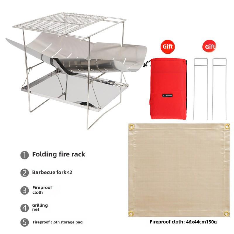 Ultra-Light Foldable Outdoor BBQ Grill & Portable Firewood/Charcoal Stove