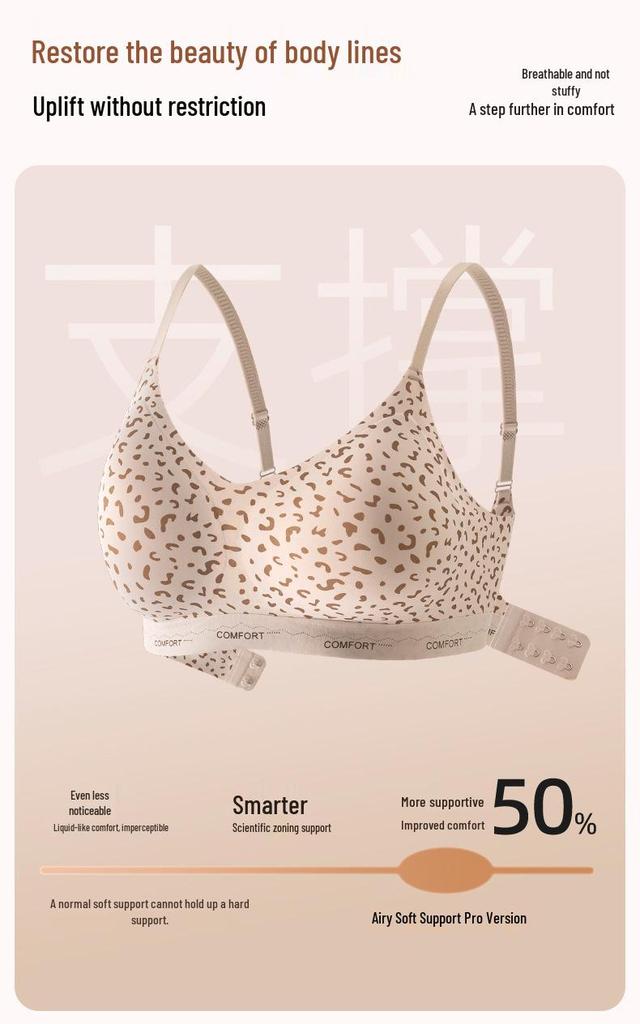 2026 Retro Leopard Print Seamless Push-Up Bra for Small Busts