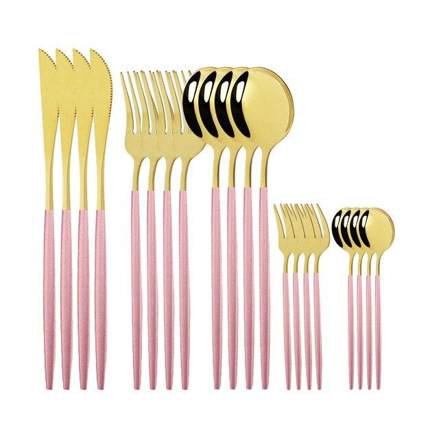 

Зеркало из нержавеющей стали, 4 комплекта, набор посуды для ужина, черное золото, нож, вилка, ложка, набор столовых приборов, кухонная посуда, наборы столового серебра золотой/розовый