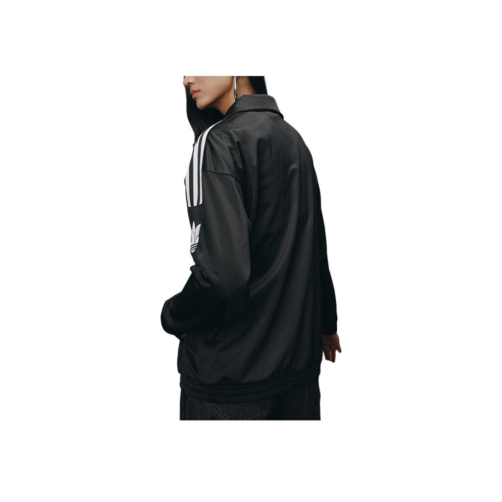 Adidas Originals 3 Stripe Letter Logo Stripe Print Classic Retro Sports Stand Collar Long Sleeve Jacket Men Jacket Deep-Charcoal JL8397