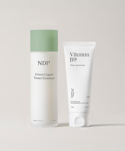 [Increased Volume] Green Caper Toner Essence 140ml + Vitamin B9 Tone-Up Cream 65ml 2-Piece Set