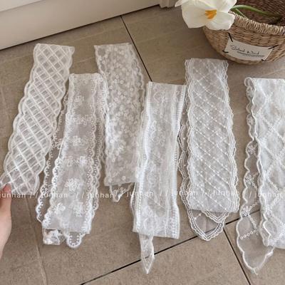 Lace Hair Band Versatile Bohemian Hair Scrunchie Scarf Ribbons for Women Sweet Floral Ribbon Waist Belt Boho Chic Decor Necktie