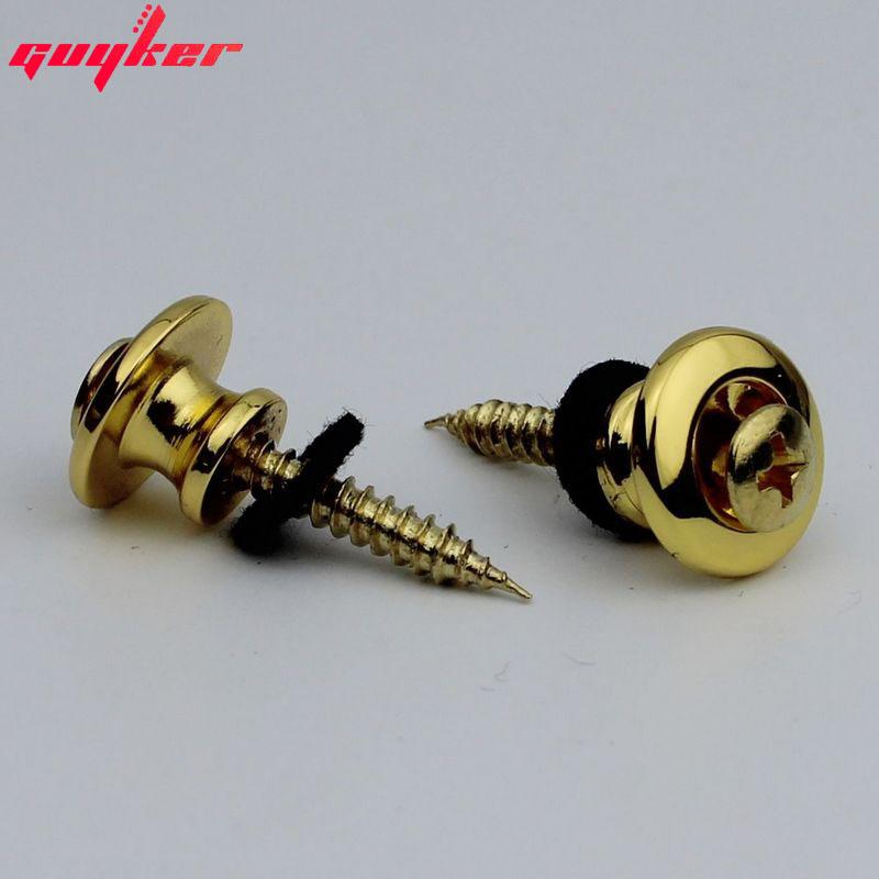 1 Set Guyker Strap Lock Button For Guitar And Bass Chromeblackgoldsmoky Color