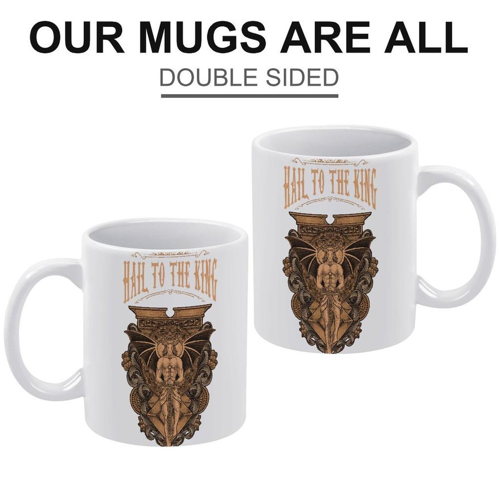 11oz White Coffee Cup with Printed Sides, Comfortable Grip and Durable Glossy Body for Hot Drink Lovers and Daily Use