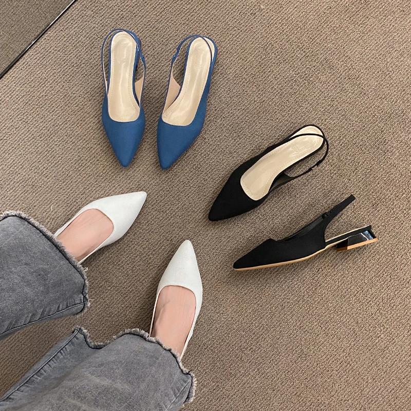 Sandale de vară pentru femei, noi, sexy, cu vârf ascuțit, retro, culoare solidă, toc înalt, piele PU, exterior, banchet, petrecere, sandale pentru femei, mărime mare 42