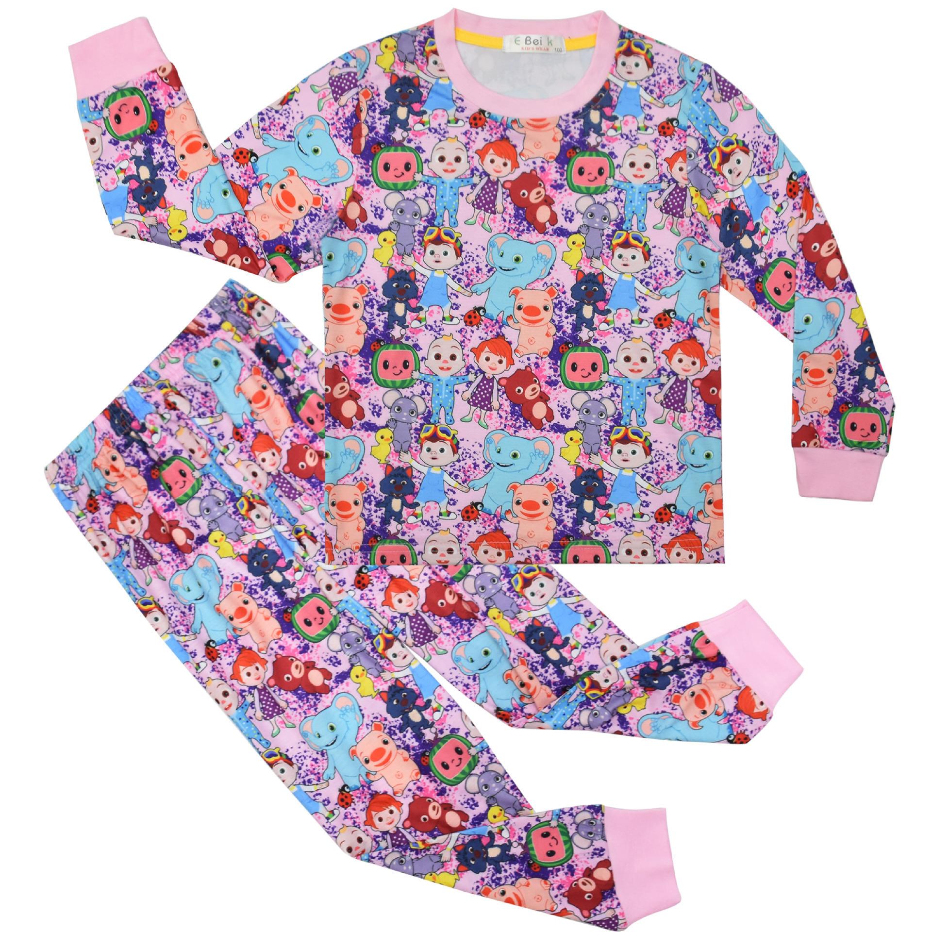 

Children S Cartoon Digital Printing, Middle-Aged And Older Children S Loungewear Long-Sleeved Set Long-Sleeved Set Two-Piece Set 588 100 розовый