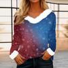 Women's Casual Fashion Long Sleeve Christmas Printed Flannel Collar Top