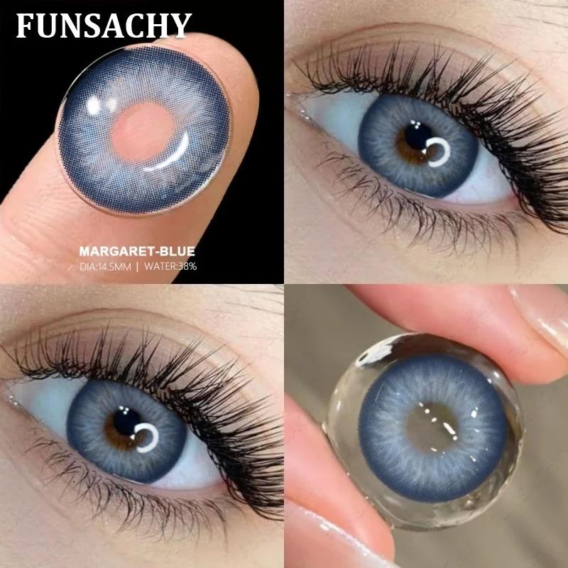 FUNSACHY 1pair Natural Blue Gray Color Contact Lenses Cosmetic Softlens 14.2mm Fashion Natural Brown Eye Contacts Yearly Use