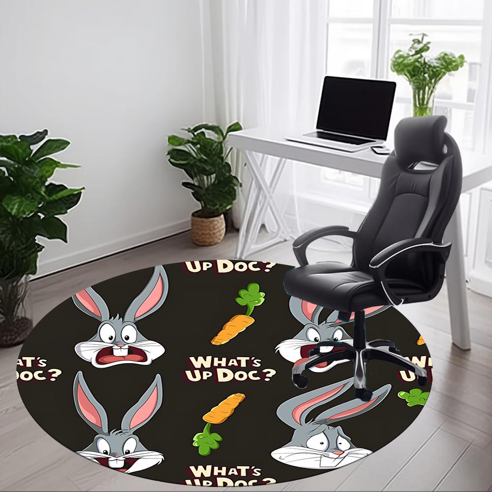 1pc Bugs Bunny Carrot Office Round Area Rug, Under Office Chairs Bedroom Living Room Home Decor A1022294