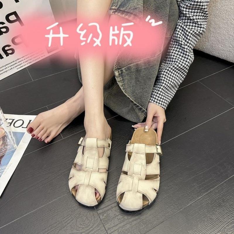 Thick-soled outer wear retro hollow bag head slippers women's new one-pedal lazy casual cool slippers