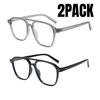 2PACK Fashion Double Bridges Pilot Women Sunglasses Retro Rivets Men Trending Gradient Sun Glasses Shades UV400