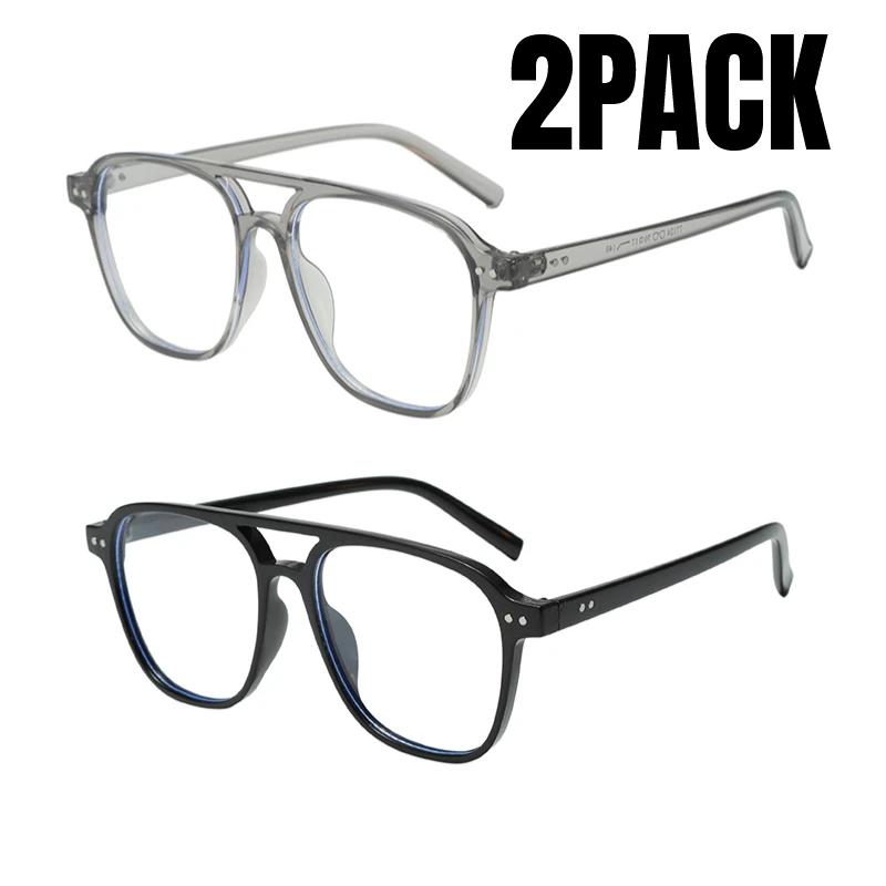 2PACK Fashion Double Bridges Pilot Women Sunglasses Retro Rivets Men Trending Gradient Sun Glasses Shades UV400