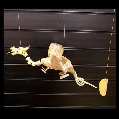 Wind Chimes Natural Coconut Dragon Mobile 37cm