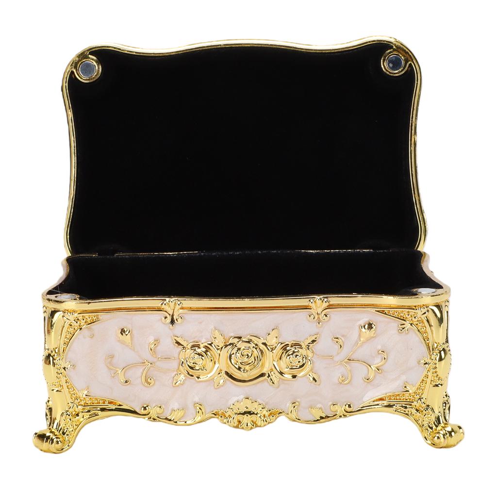 Decorative Jewelry Box with Rose Pattern Vintage Trinket Organizer Box Case for Ring Earrings Necklaces