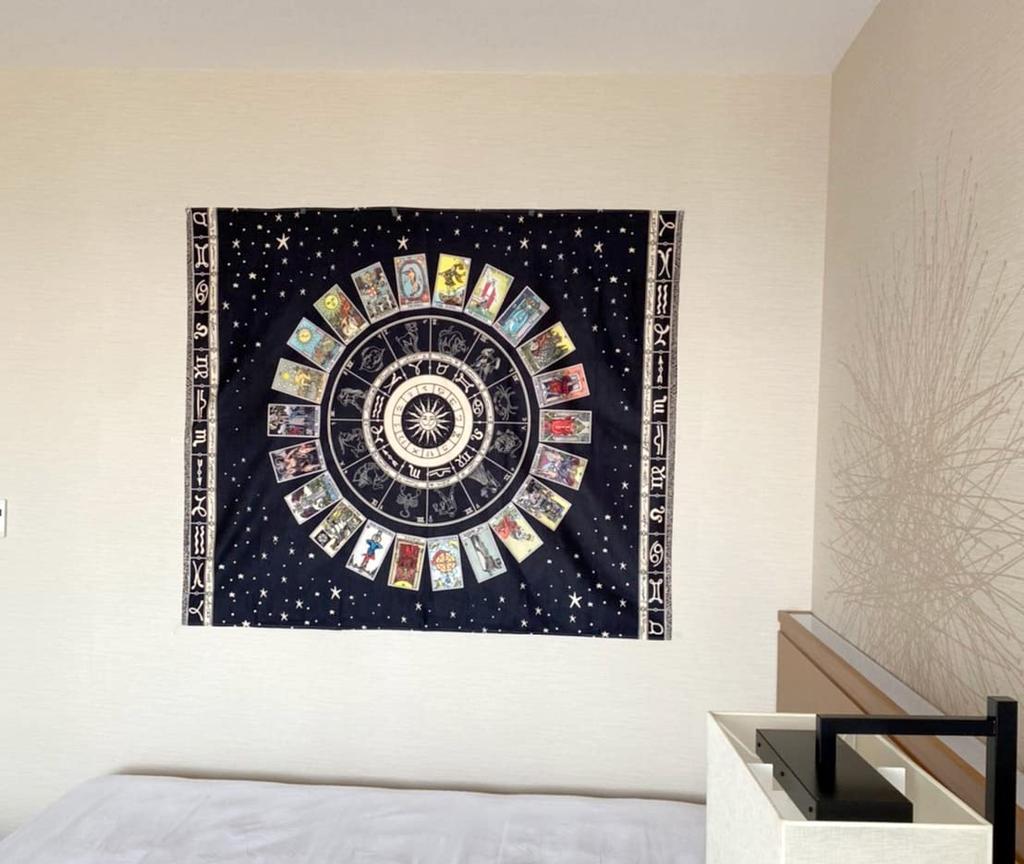 RELIGHT Tarot Magische Wand Innenvorhang 100 x 75 Wandteppich, Magie, Wahrsagerei, Tricks, Aufhängen, (Schwarz (Tarotkarten, Dick) cm)