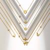 Vnox Women's Exquisite Butterfly Necklace With Single,Zircon Stainless Steel Flower Heart Pendant,18k Gold Plated Neck Jewelry