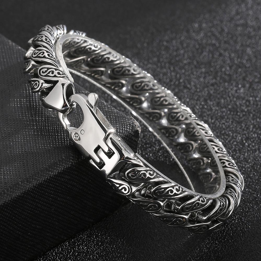 Polished Brushed Stainless Steel Cuban Chain Bracelet for Men Black Gold Color Nickel-Free Jewelry18-24CM Length Gift Wrapped