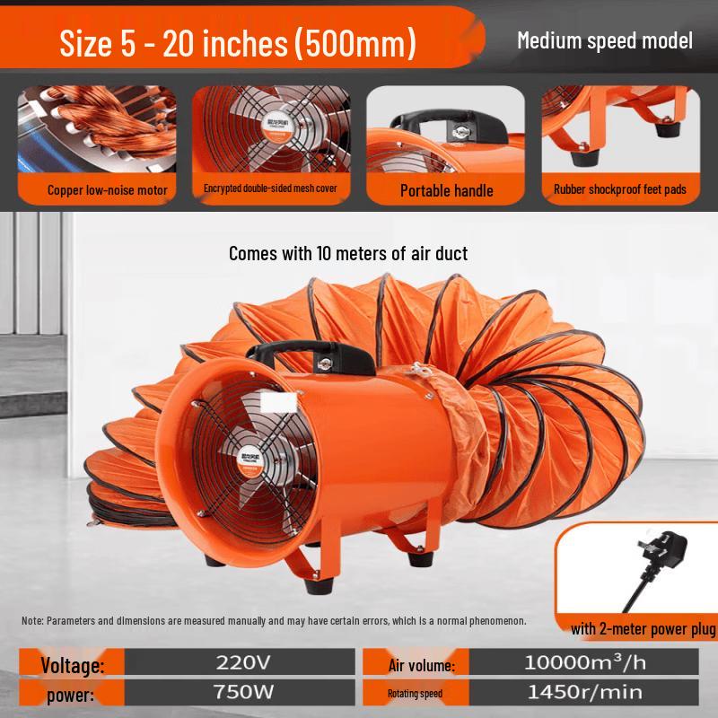 Zhuchuang Portable Axial Flow Fan Kit with 10m Duct CN plug (adapter included)
