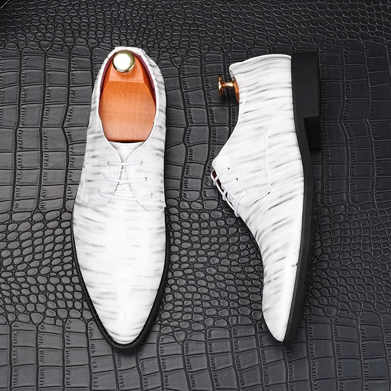 Luxury Designer Gentleman Pointed Toe Lace Up Business Casual Shoes Men Flats Homecoming Wedding Dress Prom Zapatillas Hombre
