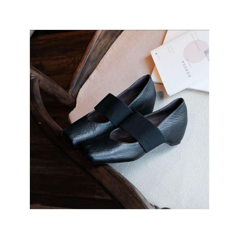 Superweiches Schaffell~ innere Höhenerhöhung 5cm Elefantenmuster leichte Mund Einzel Schuhe Retro Kälte Ballerinas Damen Mary Jane Schuhe