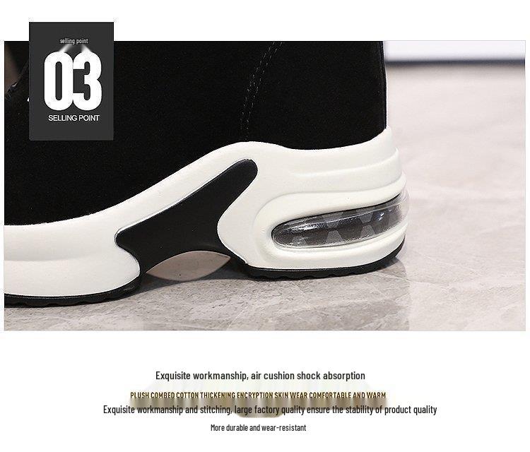 Korean Style Women's Thick-Soled Suede Sneakers with Air Cushion and Zipper for Autumn and Winter