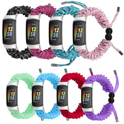 Classic Fabric Braided Rope Strap For Fitbit Charge 5 Bracelet Band Adjustable Women Men Watchband for Fitbit Charge 6 Smart Watch