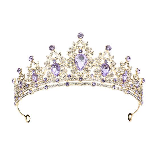 

Обруч для волос, сверкающий, со стразами, инкрустированный в виде листа, свадебный венец, повязка на голову из сплава для вечеринки по случаю дня рождения фиолетовый