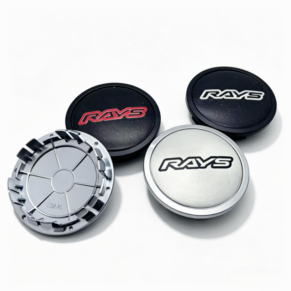 4pcs Rays Logo Emblem Car Wheel Center Caps OD 75MM Clips 65MM Rim Hubcaps Dust Cover Wheels Hub Cap Replacement Car Accessories