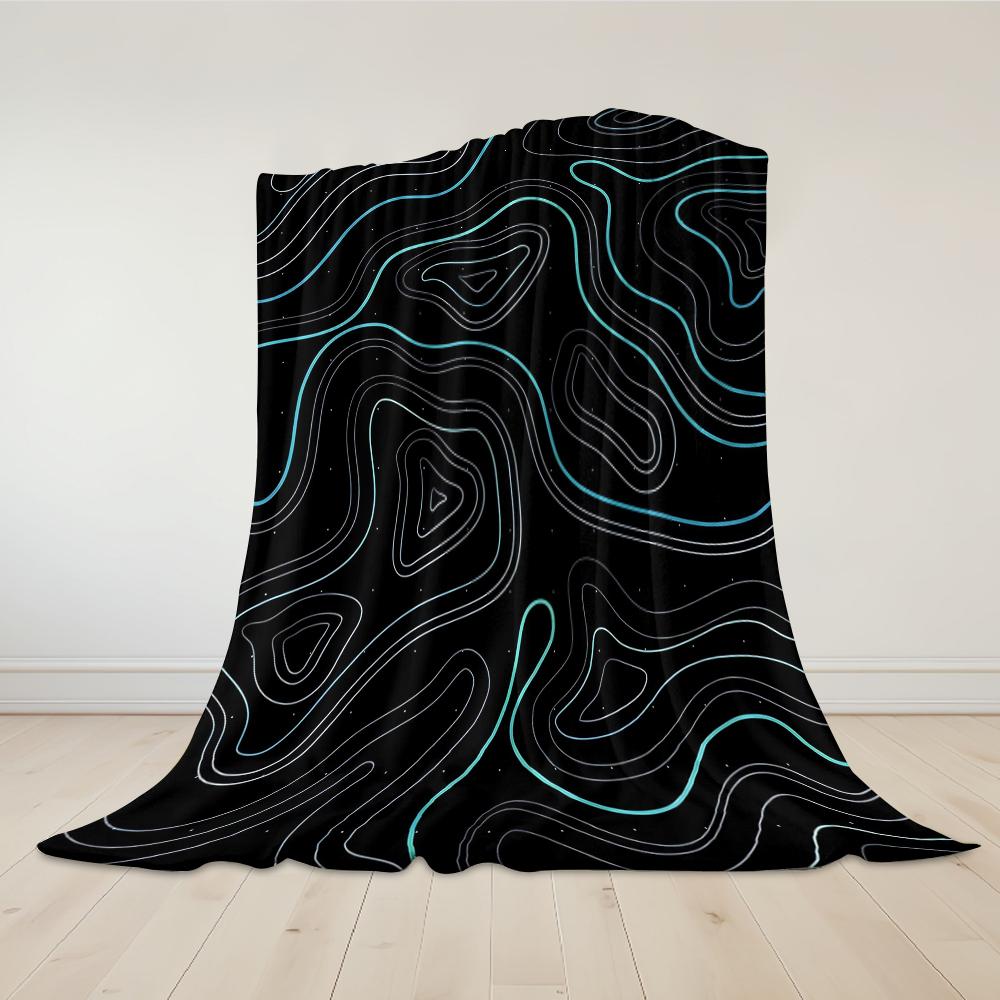 Neon Contours Flannel Blanket Warm Soft Halloween Christmas Couch Warm Cozy Decorative Decor Gift for All Season