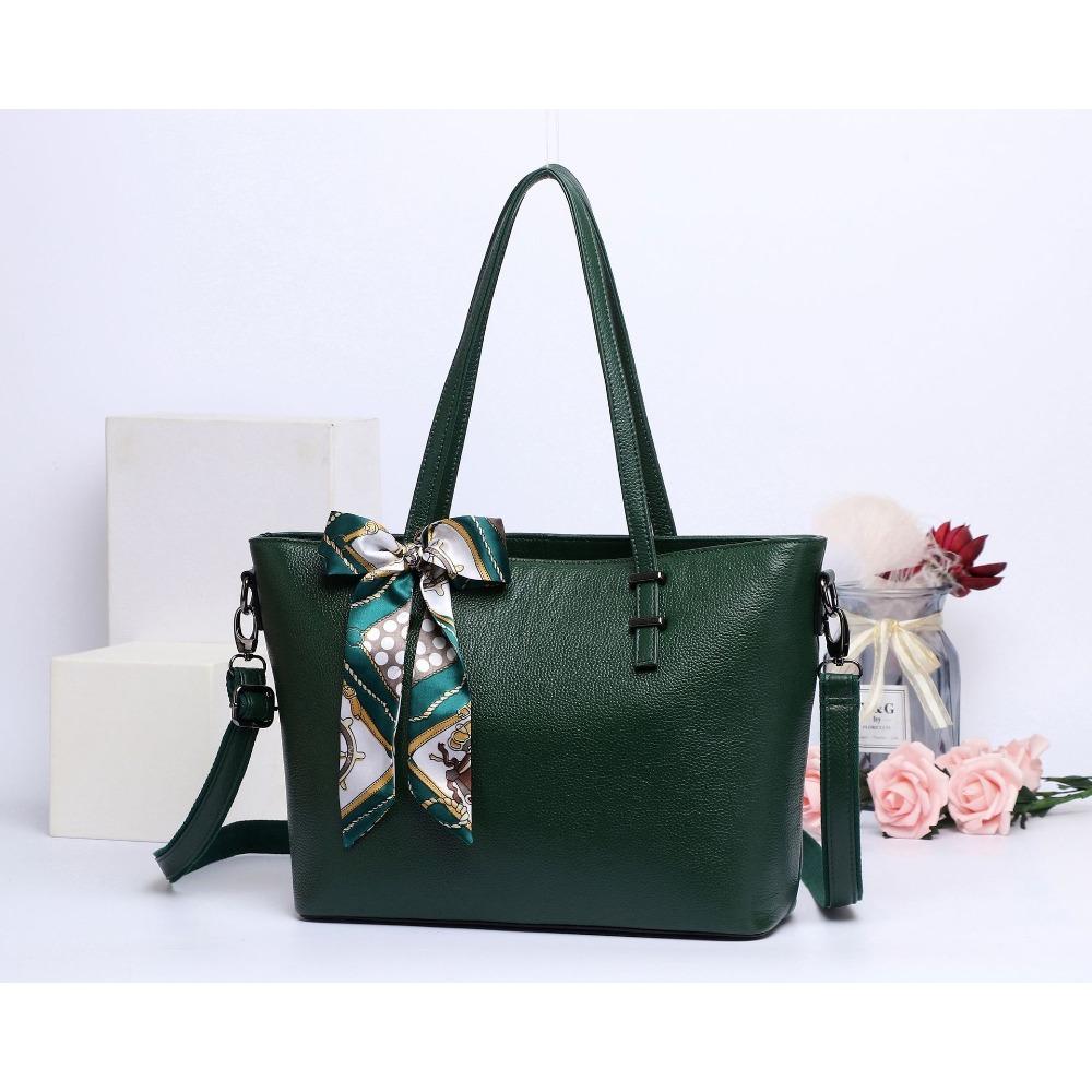 Cowhide Shoulder Women's Bag, Large-capacity Messenger Tote Bag, Women's Silk Scarf Bag, Fashionable and Simple Shopping Bag.