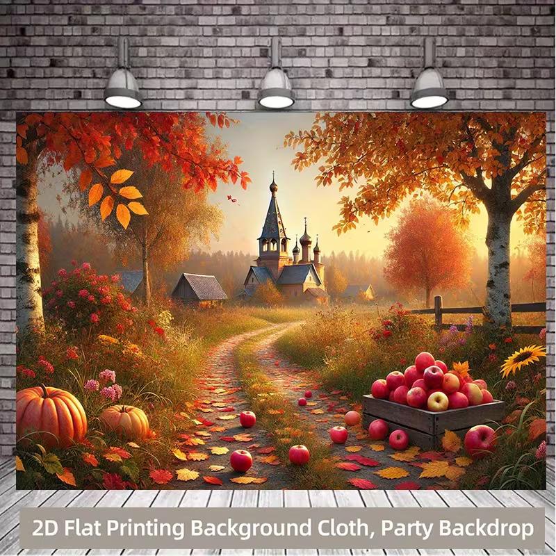 2D Peaceful Thanksgiving Countryside Nature Backdrop Cloth