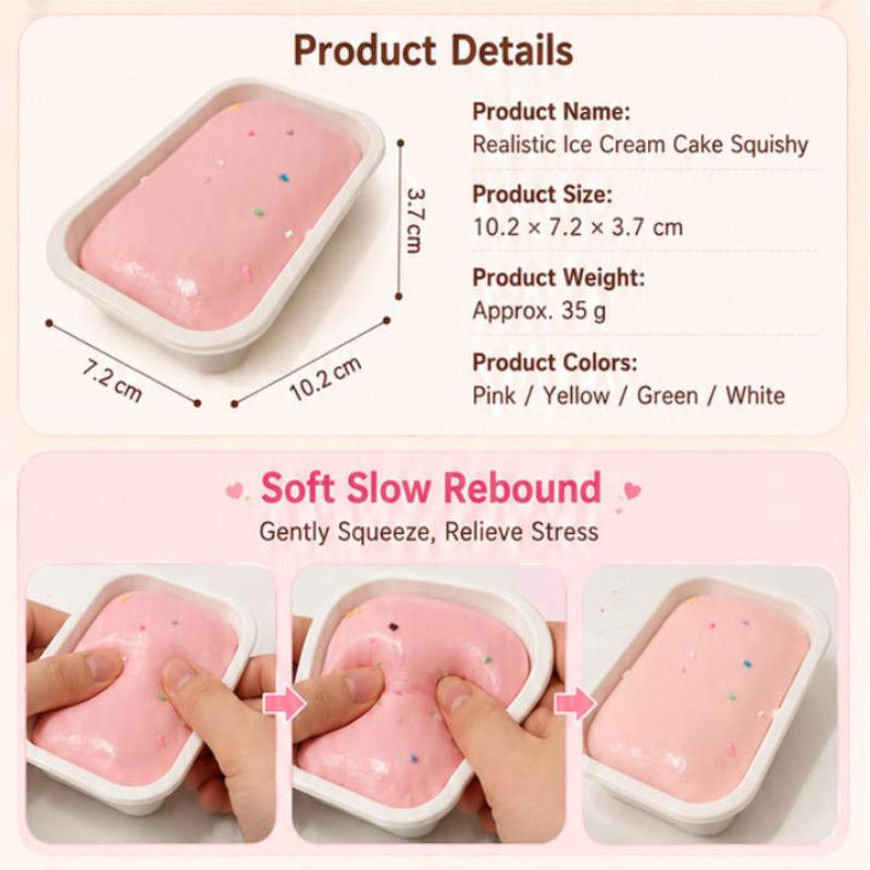 Sticky Box Cake Soft Squeeze Toy Slow Rising Butter Ice Cream Fidget Toy for Kids Party Games Adult Office Relaxation