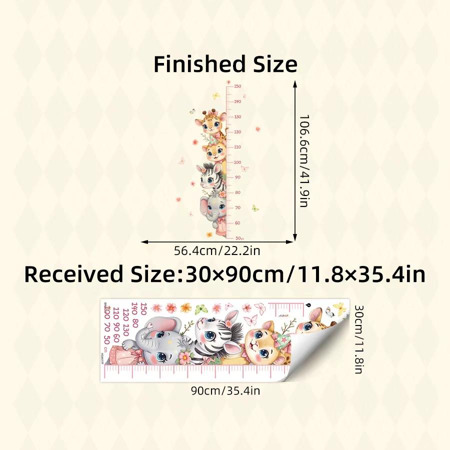 

1pc Animal Height Measurement Chart Wall Painting,PVC Wall Sticker,Self-adhesive Removable Wall Art Decal, Wall Decoration