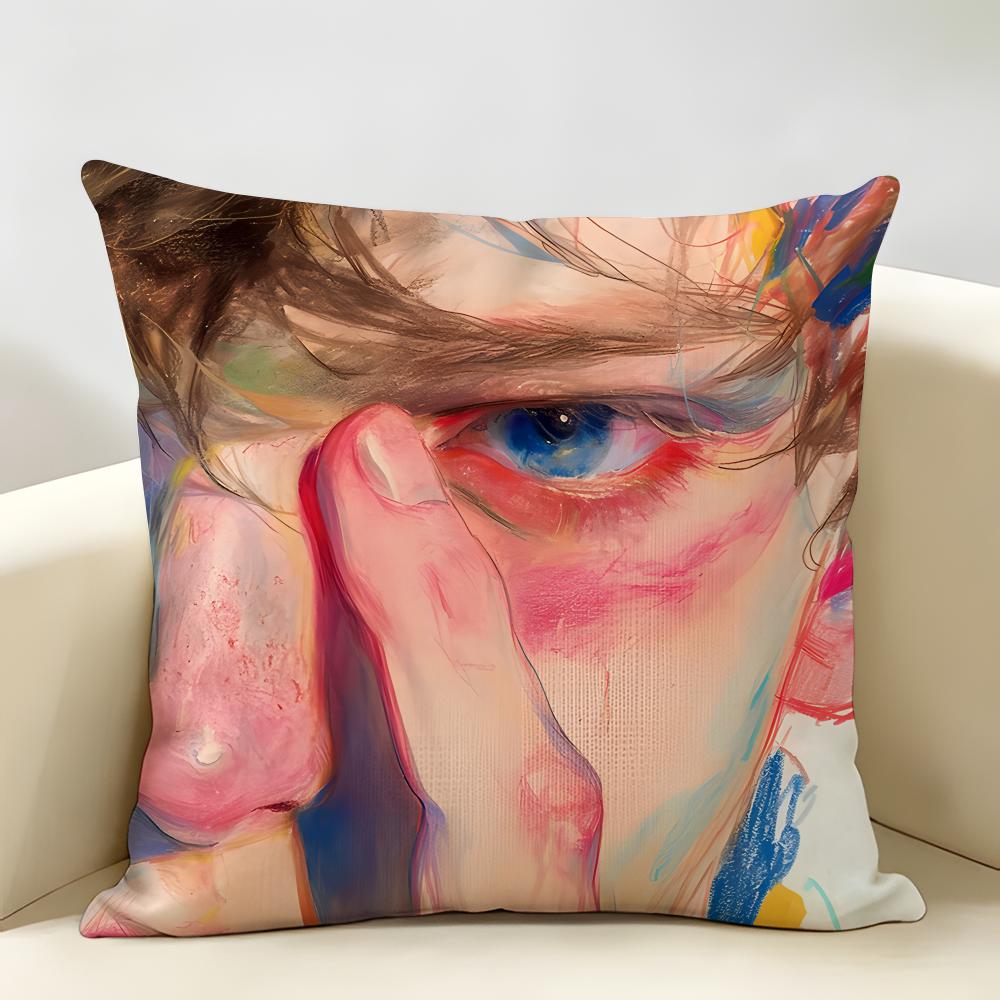 Handsome Fashion Pretty Cushion Cover Natural Linen Organic Fabric DoubleSided Printing Room Sofa Decor Pillow Case