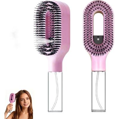 2-In-1 Water Spray Hair Brush with Wet & Dry Straight or Curly No-Tangle Hair Spraying Misting Hair Brush Built In Fine Mist Spray Bottle Anti Frizz