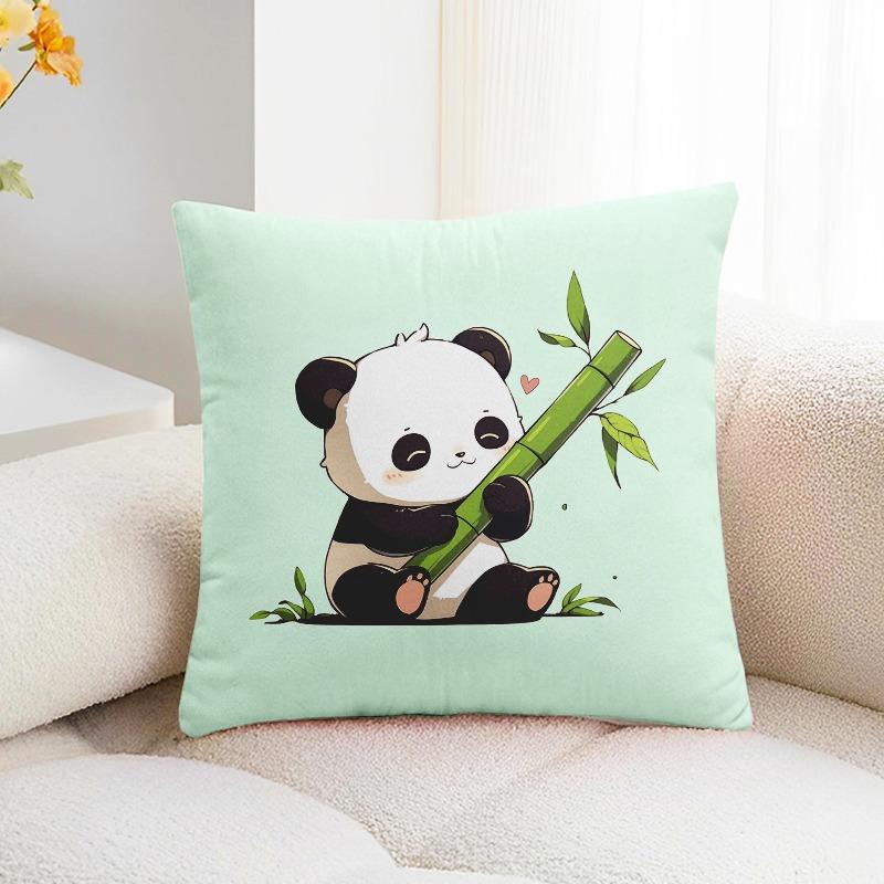 Bamboo Panda Print Decorative Pillowcase Bedroom Living Room Square Cushion Pillowcase