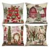 Linen Merry Christmas Pillow Cover 45x45cm Throw Pillowcase Winter Christmas Decorations for Home Tree Deer Sofa Cushion Cover
