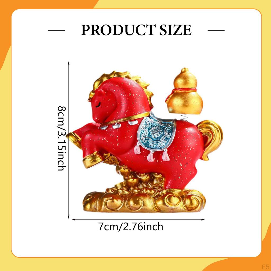 Horse Figurine Animal Sculpture Resin Fine Craftsmanship Fengshui Tabletop Decoration for