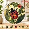 2D Flat Acrylic Puzzle Sun Catcher, Green Leaf Ladybug Red Poppy Theme Puzzle, Home Garden Decor, Suitable for Christmas, Thanksgiving, Anniversary, B